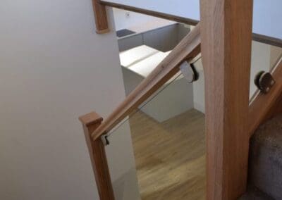 Image of a contemporary glass and oak staircase