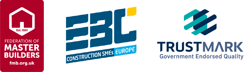 Federation of Master builders EBC Construction and Trustmark logos